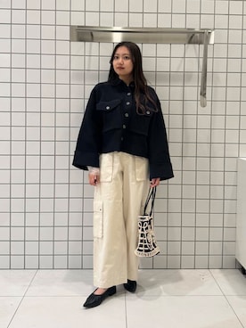「アイテム（カーゴパンツ）」を使った、kayさん（レディース・156cm）の冬コーディネート