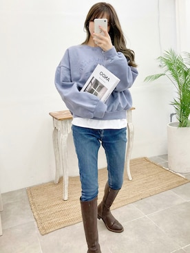 「韓国好きな人と繋がりたい」｜「アイテム（スウェット）」を使った、Nalm. -나름-さん（レディース・162cm）の秋コーディネート