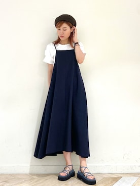 「COOLなこのコが仲間入り」｜「アイテム（ハンチング/ベレー帽）」を使った、mamicoさん（レディース・164cm）の夏コーディネート