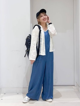 「GLOBAL WORK（グローバルワーク）のエアかるクラシックスニーカー/577724（スニーカー、ベージュ系）」を使った、tahanyanさん（レディース・155cm）の春コーディネート