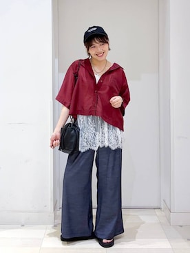「GLOBAL WORK（グローバルワーク）のアイテム（キャップ）」を使った、tahanyanさん（レディース・155cm）の夏コーディネート