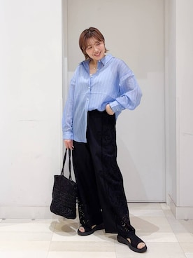 「GLOBAL WORK（グローバルワーク）のFffit エフィット/カップ付きキャミUネック/625136（キャミソール、ホワイト系）」を使った、tahanyanさん（レディース・155cm）の春コーディネート