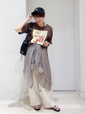 「アイテム（帽子）」を使った、tahanyanさん（レディース・155cm・40代）の夏コーディネート