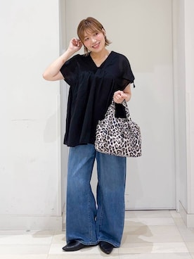 「GLOBAL WORK（グローバルワーク）のらくっションポインテッドバブーシュ/282406（パンプス、ブラック系）」を使った、tahanyanさん（レディース・155cm）の夏コーディネート
