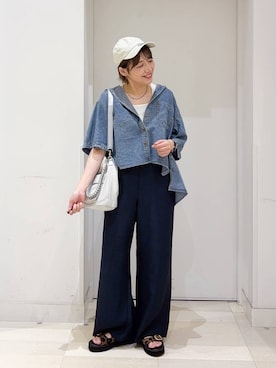 「GLOBAL WORK（グローバルワーク）のNEW ERA/カジュアルクラシックCAP/260080（キャップ、ベージュ系）」を使った、tahanyanさん（レディース・155cm）の夏コーディネート
