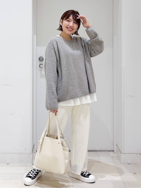 「GLOBAL WORK（グローバルワーク）のアイテム（トートバッグ）」を使った、tahanyanさん（レディース・155cm）の秋コーディネート