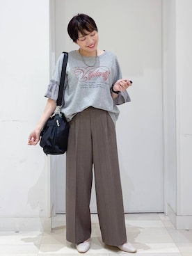 「アイテム（スラックス）」を使った、tahanyanさん（レディース・155cm・40代）の夏コーディネート
