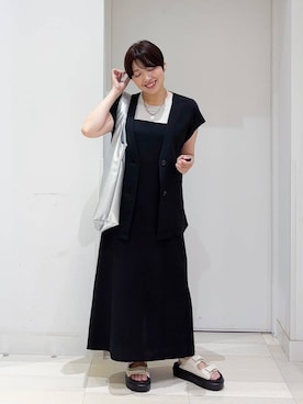 「GLOBAL WORK（グローバルワーク）のジレ＊キャミワンピースSET/452043（ワンピース）」を使った、tahanyanさん（レディース・155cm・40代）の秋コーディネート