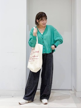 「GLOBAL WORK（グローバルワーク）のFffit エフィット/カップ付きキャミUネック/625136（キャミソール、ホワイト系）」を使った、tahanyanさん（レディース・155cm）の夏コーディネート
