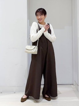 「アイテム（オールインワン・サロペット）」を使った、tahanyanさん（レディース・155cm・40代）の秋コーディネート