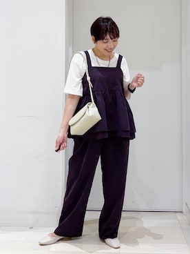 「アイテム（つなぎ/オールインワン）」を使った、tahanyanさん（レディース・155cm）の秋コーディネート