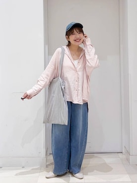 「GLOBAL WORK（グローバルワーク）のらくっション撥水フィットパンプス/135895（パンプス、ベージュ系）」を使った、tahanyanさん（レディース・155cm）の春コーディネート