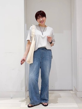 「アイテム（トートバッグ）」を使った、tahanyanさん（レディース・155cm・40代）の夏コーディネート
