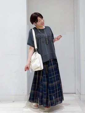 「GLOBAL WORK（グローバルワーク）の撥水軽量2WAYバッグ/137590（ショルダーバッグ）」を使った、tahanyanさん（レディース・155cm・40代）の夏コーディネート