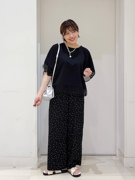 「GLOBAL WORK（グローバルワーク）の楊柳イージーコクーンパンツ/1049115（その他パンツ、その他）」を使った、tahanyanさん（レディース・155cm）の夏コーディネート