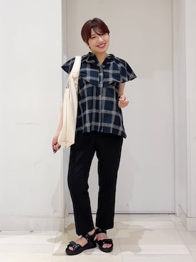 「アイテム（トートバッグ）」を使った、tahanyanさん（レディース・155cm・40代）の夏コーディネート