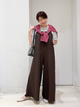 「アイテム（サロペット/オーバーオール）」を使った、tahanyanさん（レディース・155cm）の秋コーディネート