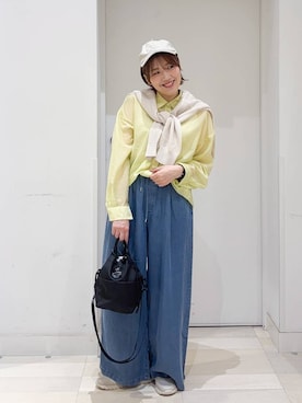 「GLOBAL WORK（グローバルワーク）のエアかるクッションベルトスニーカー/102313（スニーカー、グレー系）」を使った、tahanyanさん（レディース・155cm）の春コーディネート
