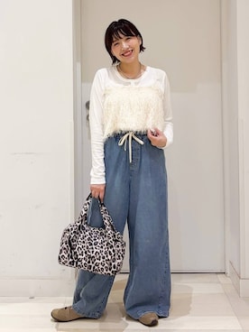 「アイテム（その他トップス、ベージュ系）」を使った、tahanyanさん（レディース・155cm）の秋コーディネート