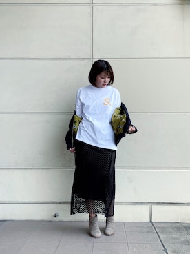 「SCHOTT」｜「アイテム（ブーツ）」を使った、AYANEさん（レディース・166cm）の秋コーディネート