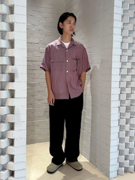 CABaN ドライウール　タイプライター オーバーサイズ　シャツ　ブラウン　M CABaN ドライウール タイプライター オーバーサイズ シャツ