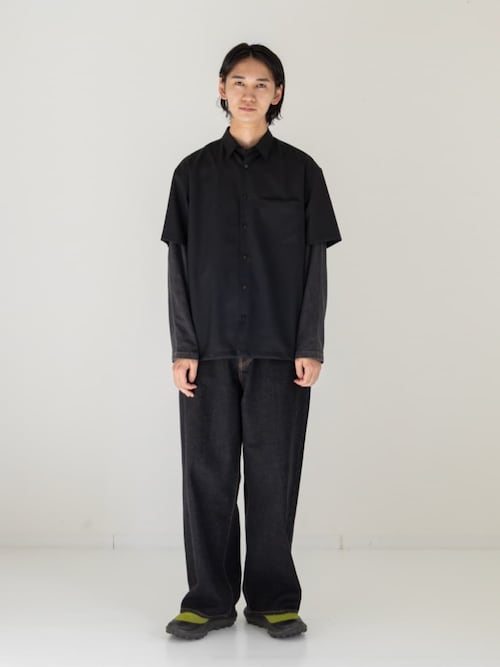 Stone  ガーメントダイ コットンロングt シャツ ブラック S Edition（エディション） tシャツ コットンガーメントダイ ロング