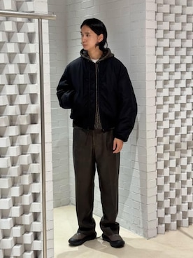 「アイテム（MA-1）」を使った、TOMORROWLAND_okadaさん（メンズ・181cm）の冬コーディネート