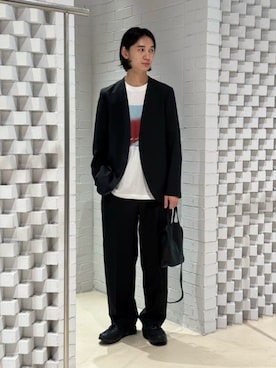 「アイテム（ノーカラージャケット）」を使った、TOMORROWLAND_okadaさん（メンズ・181cm）の春コーディネート