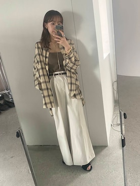 「アイテム（キャミソール、ブラウン系）」を使った、みてきちさん（レディース・155cm）の夏コーディネート