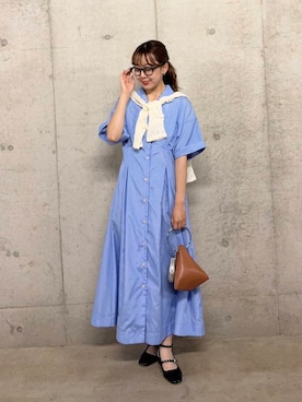「アイテム（シャツワンピース）」を使った、みてきちさん（レディース・155cm）の夏コーディネート
