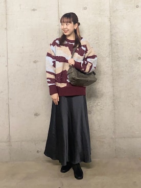 「SENSE OF PLACE by URBAN RESEARCH（センスオブプレイスバイアーバンリサーチ）のニュアンスパターンラメセーター（ニット/セーター）」を使った、みてきちさん（レディース・155cm）の秋コーディネート