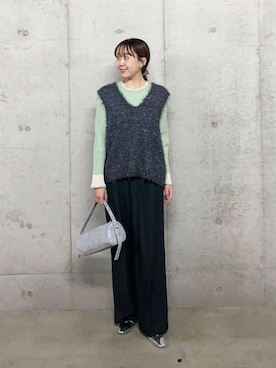 「シルバー」｜「アイテム（スラックス）」を使った、みてきちさん（レディース・155cm）の冬コーディネート