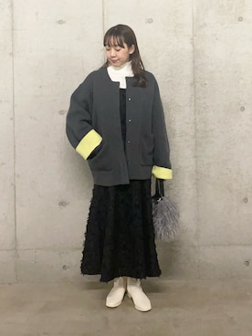 「アイテム（ノーカラーコート）」を使った、みてきちさん（レディース・155cm・20代）の冬コーディネート
