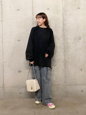 「SENSE OF PLACE by URBAN RESEARCH（センスオブプレイスバイアーバンリサーチ）のヴィンテージルーズスウェット（Tシャツ/カットソー）」を使った、みてきちさん（レディース・155cm）の秋コーディネート