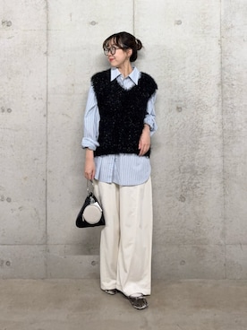 「アイテム（ベスト）」を使った、みてきちさん（レディース・155cm）の秋コーディネート