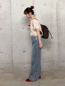 「アイテム（バックパック/リュック）」を使った、みてきちさん（レディース・155cm）の夏コーディネート