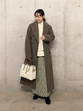 「アイテム（チェスターコート）」を使った、みてきちさん（レディース・155cm）の冬コーディネート