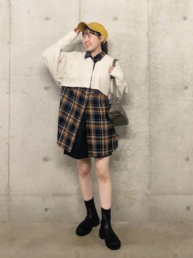 「ハロウィン」｜「アイテム（キャップ）」を使った、みてきちさん（レディース・155cm）の秋コーディネート