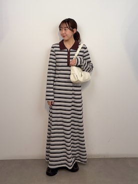 「SENSE OF PLACE by URBAN RESEARCH（センスオブプレイスバイアーバンリサーチ）のエリツキホックワンピース（ワンピース、ブラウン系）」を使った、みてきちさん（レディース・155cm）の春コーディネート