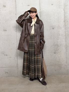 「アイテム（その他アウター）」を使った、みてきちさん（レディース・155cm）の秋コーディネート