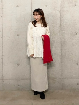 「SENSE OF PLACE by URBAN RESEARCH（センスオブプレイスバイアーバンリサーチ）のポンチタイトスカート（スカート）」を使った、みてきちさん（レディース・155cm）の冬コーディネート