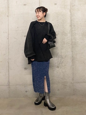 「SENSE OF PLACE by URBAN RESEARCH（センスオブプレイスバイアーバンリサーチ）のヴィンテージルーズスウェット（Tシャツ/カットソー）」を使った、みてきちさん（レディース・155cm）の秋コーディネート