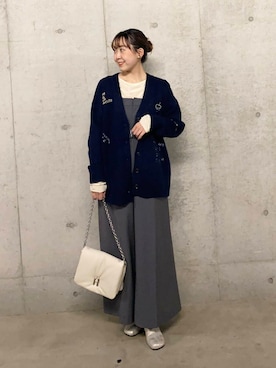 「寒い」｜「アイテム（サロペット/オーバーオール）」を使った、みてきちさん（レディース・155cm）の冬コーディネート