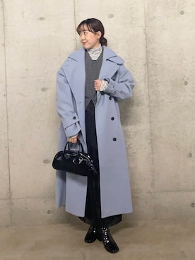 「アイテム（ステンカラーコート）」を使った、みてきちさん（レディース・155cm）の冬コーディネート