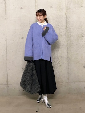 「アイテム（ノーカラーコート）」を使った、みてきちさん（レディース・155cm）の秋コーディネート