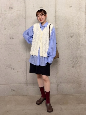 「アイテム（スリッポン）」を使った、みてきちさん（レディース・155cm）の秋コーディネート