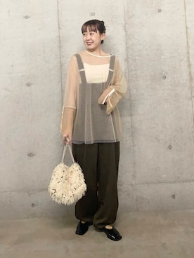 「低身長」｜「アイテム（サロペット/オーバーオール）」を使った、みてきちさん（レディース・155cm）の夏コーディネート