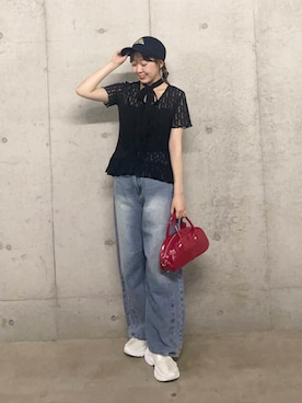 「SMELLY（スメリー）のアイテム（キャップ）」を使った、みてきちさん（レディース・155cm）の夏コーディネート