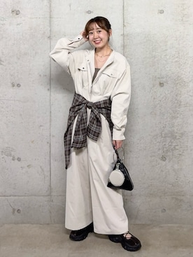 「アイテム（つなぎ/オールインワン）」を使った、みてきちさん（レディース・155cm・20代）の夏コーディネート