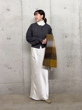 「アイテム（マフラー）」を使った、みてきちさん（レディース・155cm）の秋コーディネート